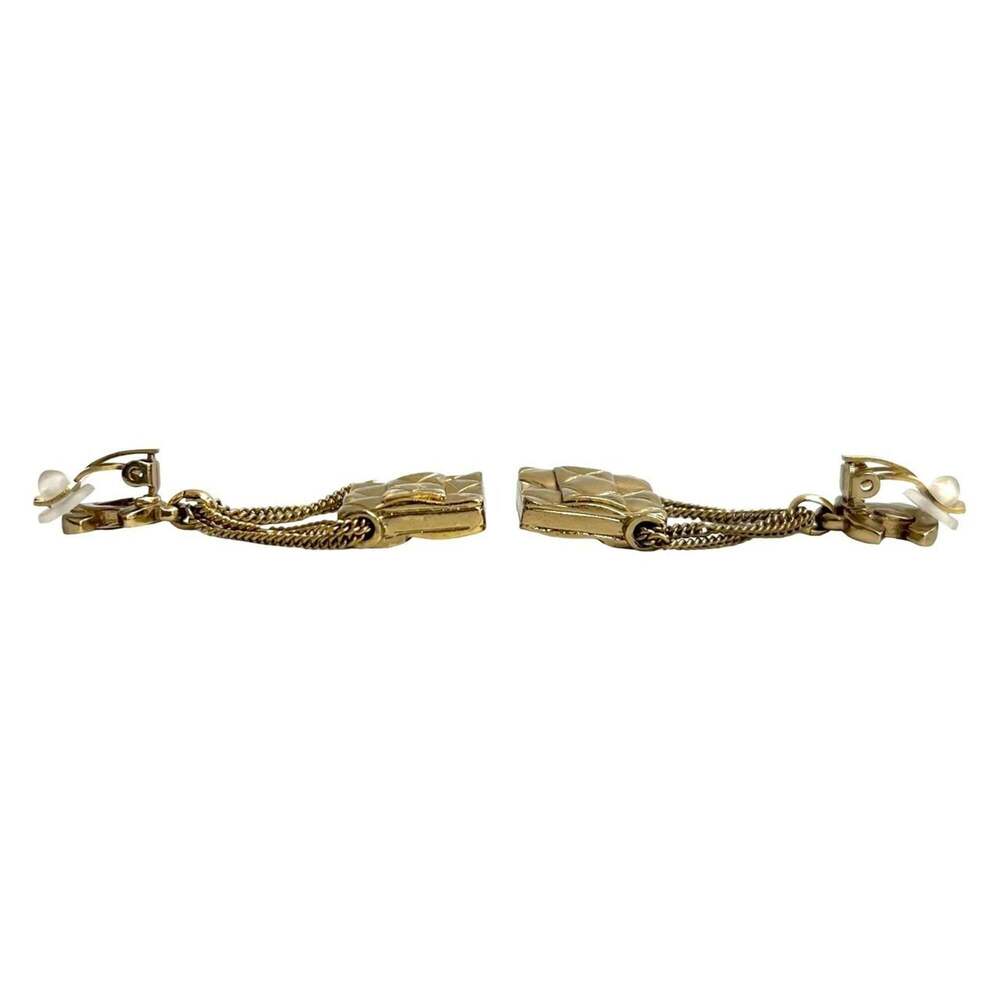 CHANEL Authentic Gold Logo Earrings - Picture 4 of 7